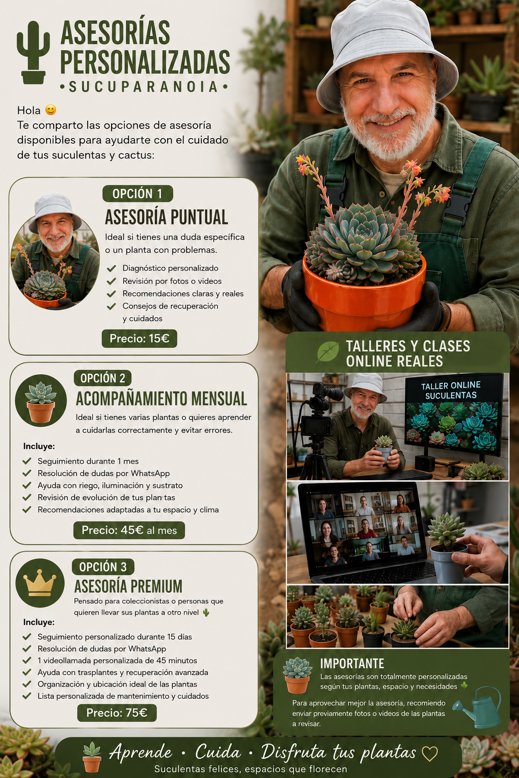 🌵 Taller "Online" Cuidado y Mantenimiento de Suculentas 🌵